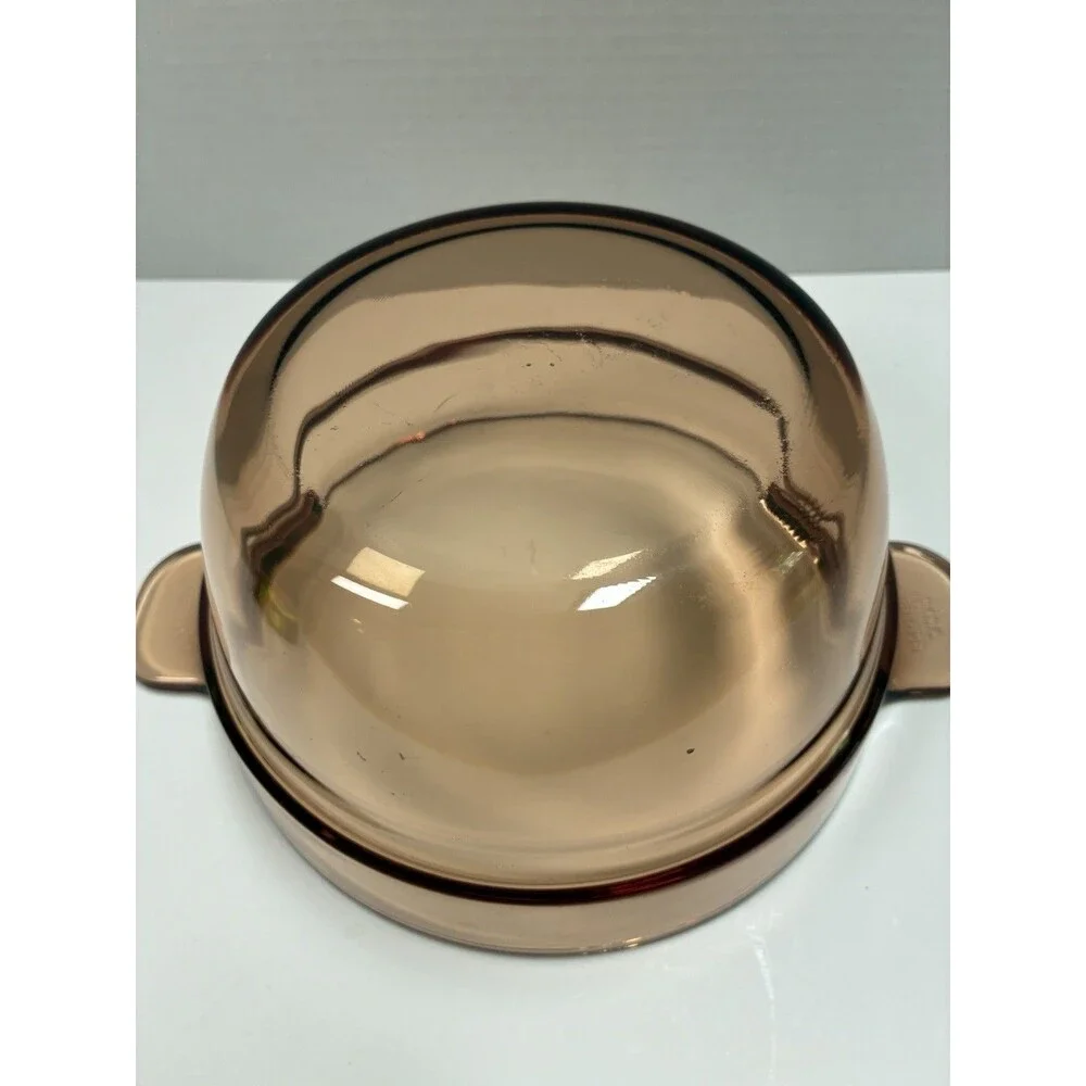 Vision Corning Ware Amber Glass Cookware Lot 2 Pc Bowl & Frying Pan USA